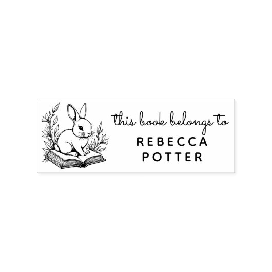 Waldhäschen-Buch gehört zu Ex Libris Gummistempel (Prägung)