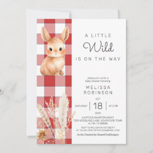 Waldhäschen Pampas Herbst-Baby-Party Einladung