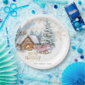 Waldhaus-Schlitten Pappteller (Party)