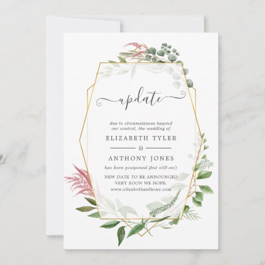 Waldherbarium Geometric Wedding Update Einladung (Vorderseite)