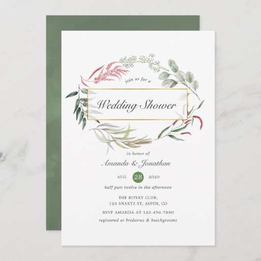 Waldherbarium Geometrischer Polterabend Einladung (Vorne/Hinten)