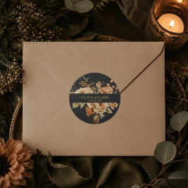 Waldhexe Schwarzer Floral Hochzeits-Rundsticker Runder Aufkleber