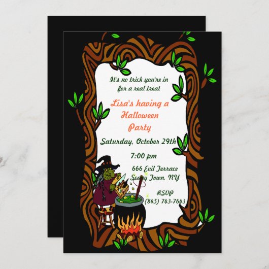 Waldhexen-Party Einladung (Vorne/Hinten)