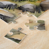 Waldhirsch-Aquarell-Fuchs Herbst Puzzle (Seite)