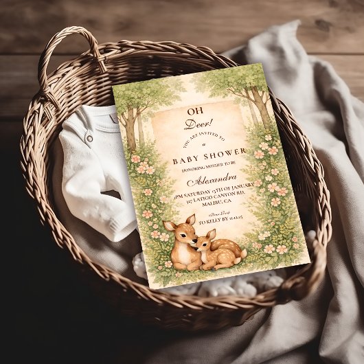 Waldhirsch-Baby-Party Einladung
