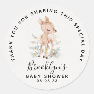Waldhirsch-Babyshower-Dankeschön  Runder Aufkleber