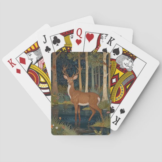 Waldhirsch-Design Rustikale Boho-Waldgrün Spielkarten (Rückseite)