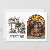 Waldhirsch Frohe Weihnachten Rustikales Wald Foto (Vorderseite)