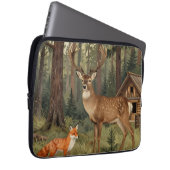 Waldhirsch-Fuchs-Waldhütte-Szene Laptopschutzhülle (Vorne Rechts)