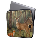 Waldhirsch-Fuchs-Waldhütte-Szene Laptopschutzhülle (Vorderseite Links)