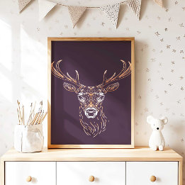 Waldhirsch-Kinderzimmer-Wandkunstplakatdruck Poster