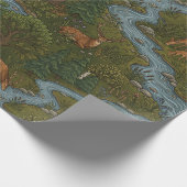 Waldhirsch-Wald-Bach-Nahtloses Muster Geschenkpapier (Ecke)