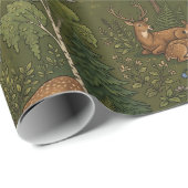 Waldhirsch-Wald-Bach-Nahtloses Muster Geschenkpapier (Rolleneckpunkt)