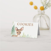 Waldhirsch-Wald-Neutral-Babyshower-Kekse Platzkarte (Rückseite)