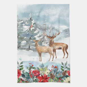 Waldhirsch Weihnachten Geschirrtuch