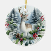 Waldhirsch-Weihnachtskranz Keramik Natur  Ornament (Vorne)