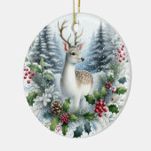 Waldhirsch-Weihnachtskranz Keramik Natur  Ornament (Links)