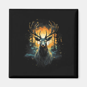 Waldhirsch-Wildtier-Tierillustration  Magnet