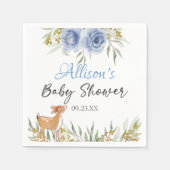 Waldhirsche Babydusche Blau Serviette (Vorderseite)