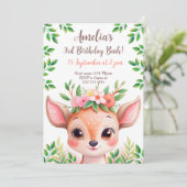 Waldhirsche Geburtstagskarte Einladung (Stehend Vorderseite)