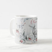 Waldhirsche im Weihnachtskranz Kaffeetasse (Vorderseite Links)
