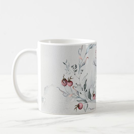 Waldhirsche im Weihnachtskranz Kaffeetasse (Links)