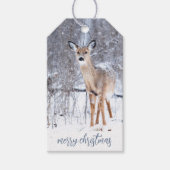 Waldhirsche im Winter Schneeschuhweihnachtsmarken Geschenkanhänger (Vorderseite)