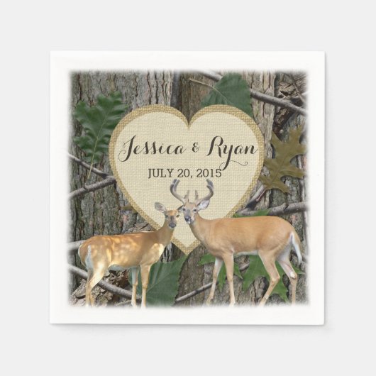 Waldhirsche mit Herz Serviette (Vorderseite)