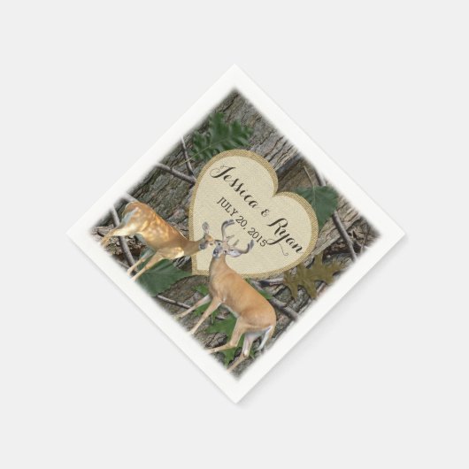 Waldhirsche mit Herz Serviette (Ecke)