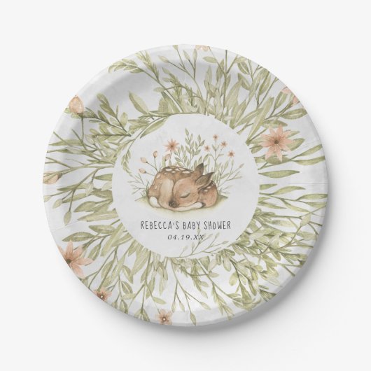 Waldhirsche | TierBaby-Dusche Pappteller (Vorderseite)