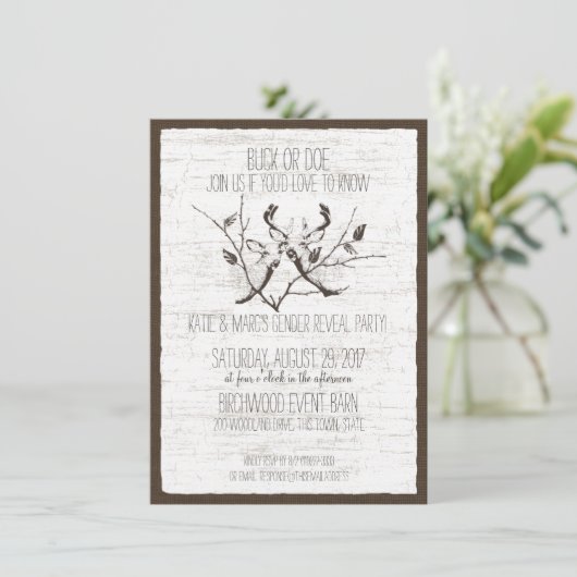 Waldhirsche und Birkengeschlechtsdarstellung Einladung (Stehend Vorderseite)