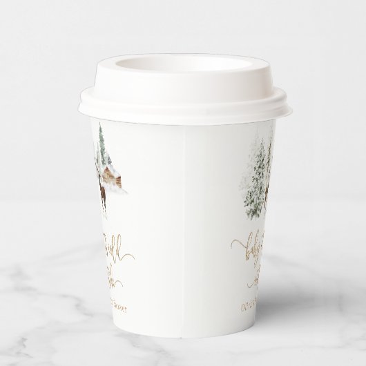 Waldhirsche Winterbaby Dusche Pappbecher (Rechts)