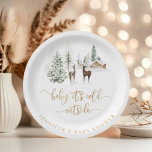Waldhirsche Winterbaby Dusche Pappteller<br><div class="desc">Wald Hirsche Winter Babydusche Papiertafel. "Baby es ist kalt draußen" Babydusche Dekoration. Matching-Elemente verfügbar.</div>