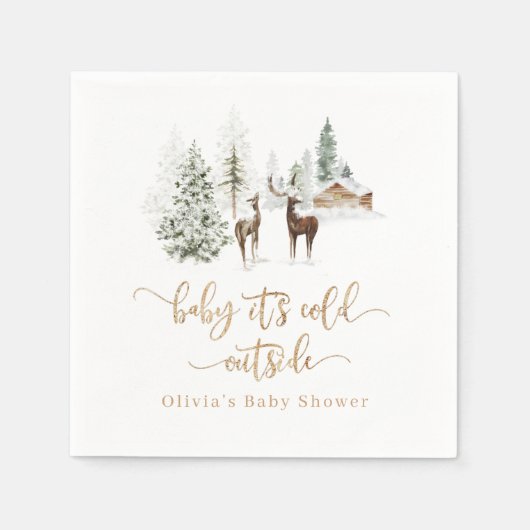 Waldhirsche Winterbaby Dusche Serviette (Vorderseite)