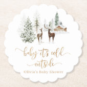 Waldhirsche Winterbaby Dusche Untersetzer (Vorderseite)