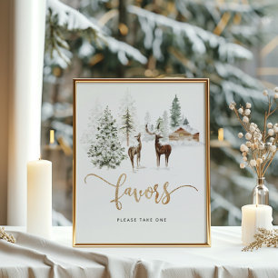 Waldhirsche Winterfavoriten Poster