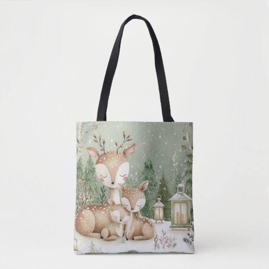 Waldhirschfamilie Tasche (Vorderseite)