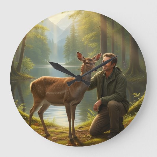 Waldhirschuhr Große Wanduhr (Vorderseite)