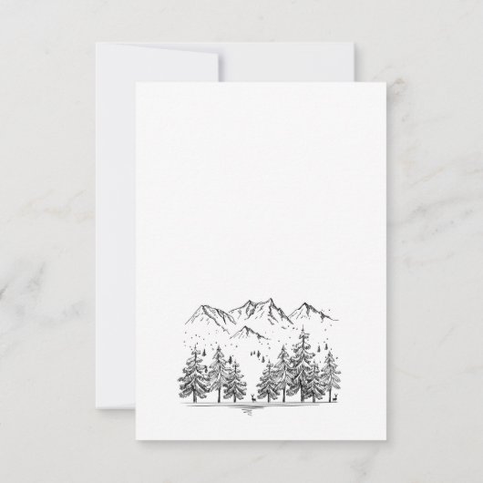 Waldhochzeit der handgezogenen Berge RSVP Karte (Rückseite)