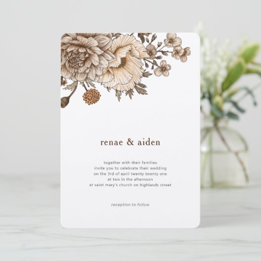 Waldhochzeit einladen, Boho Einladung, Rustikal Einladung (Stehend Vorderseite)