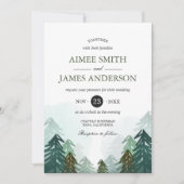 Waldhochzeit Einladung Winter Rustikale Wälder Pin (Vorderseite)