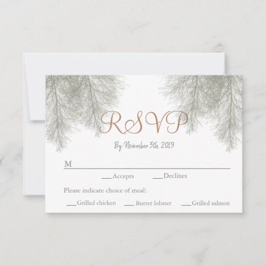 Waldhochzeit Hochzeit eine Winterhochzeit RSVP Karte (Vorderseite)