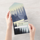 Waldhochzeit im See All In One Einladung (Abreißen)