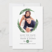 Waldhochzeit mit Grün Save The Date (Vorderseite)