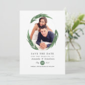Waldhochzeit mit Grün Save The Date (Stehend Vorderseite)