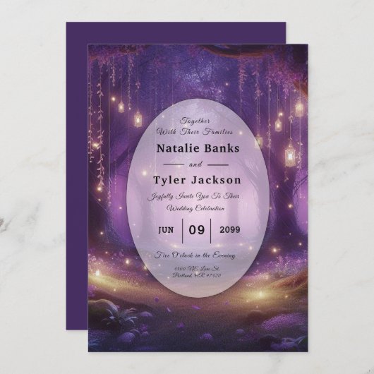 Waldhochzeit um Mitternacht Einladung (Vorne/Hinten)