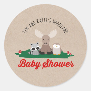 Waldholzfäller-Babyparty-Tier-Aufkleber Runder Aufkleber
