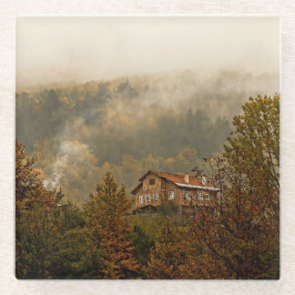 Waldholzhaus: ruhige Landschaft Glasuntersetzer