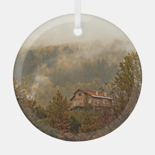 Waldholzhaus: ruhige Landschaft Ornament Aus Glas (Vorderseite)