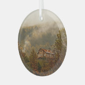 Waldholzhaus: ruhige Landschaft Ornament Aus Glas (Vorderseite links)